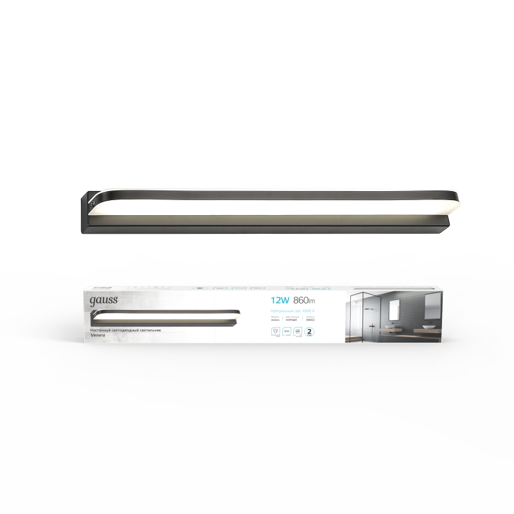 Настенный светодиодный светильник Gauss BR002 12W 860lm 200-240V 520mm LED 1/20