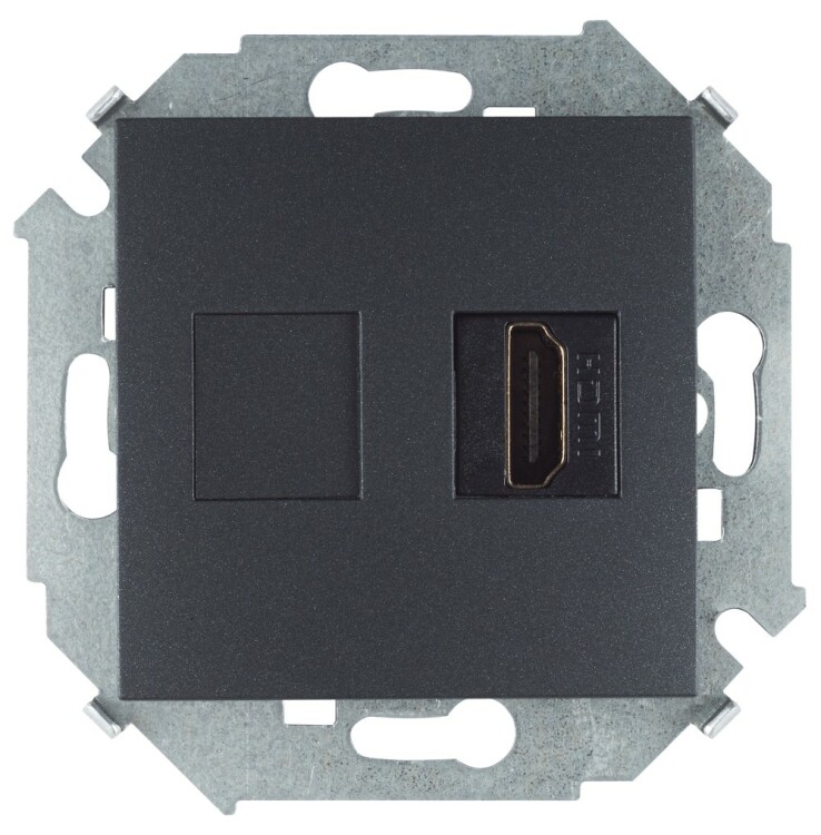 Розетка для подключения HDMI-разъёма аудио/видео, v1.4, тип А, графит