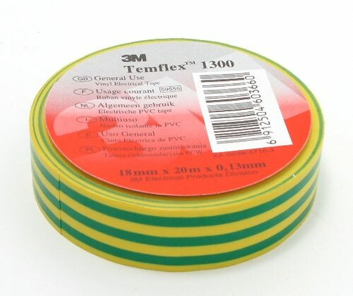 Изолента ПВХ 19мм х 20м желто-зелёная 3М™