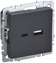Роз. USB A+C 18Вт РЮ11-1-БрГ граф. IEK-USB-розетки (зарядные устройства) - купить по низкой цене в интернет-магазине, характеристики, отзывы | АВС-электро